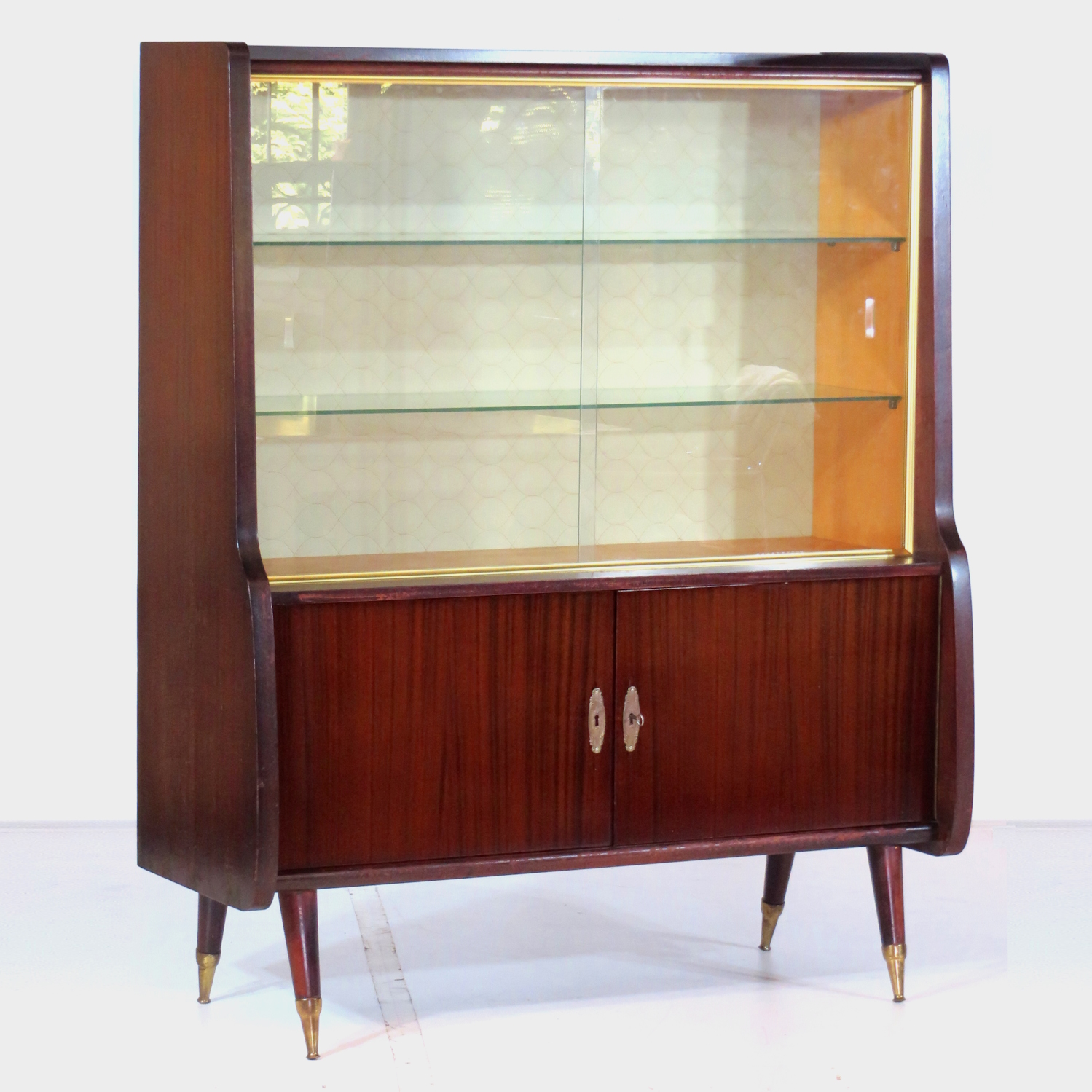 Vintage Art Deco display cabinet with sliding glass doors