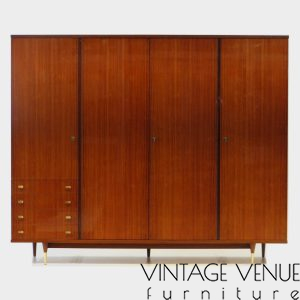 Mid century modern 4-door design wardrobe in rosewood, 1960s