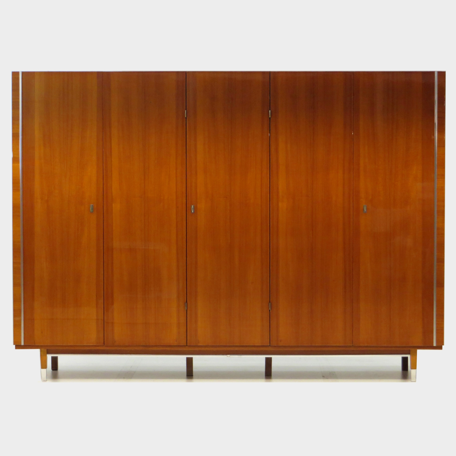 Large 5-door mid century design wardrobe in teak