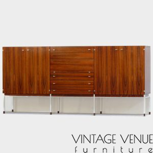 Vintage Deens design highboard buffetkast dressoir / boekenkast wandmeubel, gemaakt van palissander in de jaren zestig