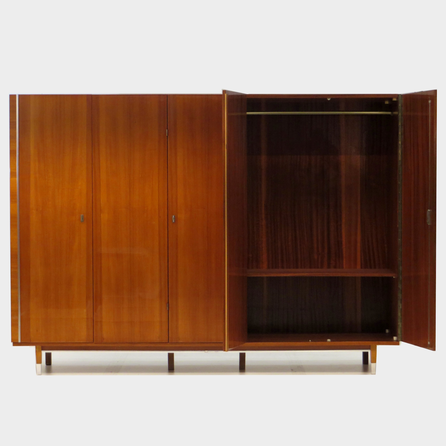 Grote 5-deurs vintage design kledingkast in teak 1960s