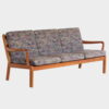 Vintage three-seater Danish design sofa with cherry wood frame from the 1960s