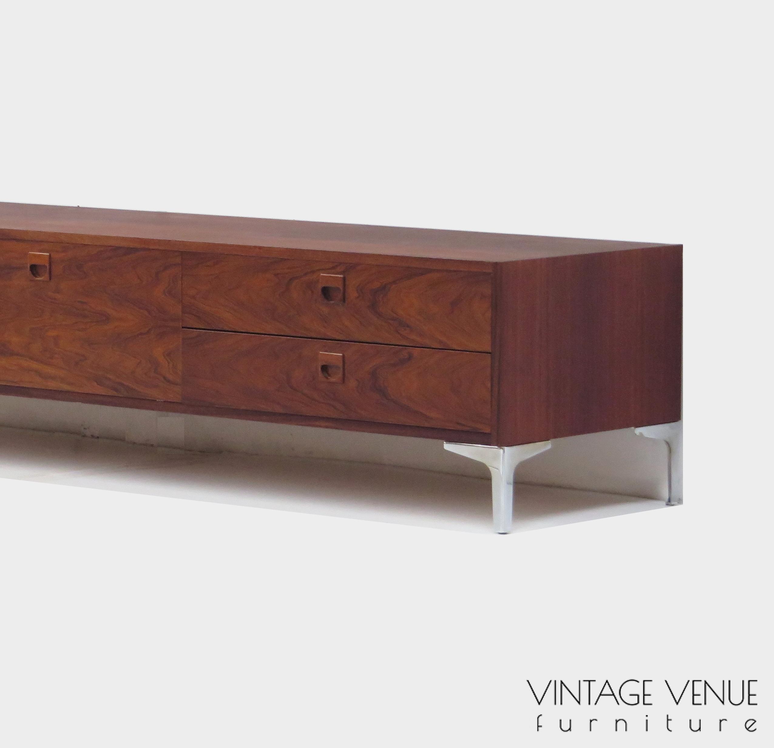Vintage mid century lowboard sideboard made of rosewood in the 1960s Vintage palissander tv dressoir uit de jaren 60
