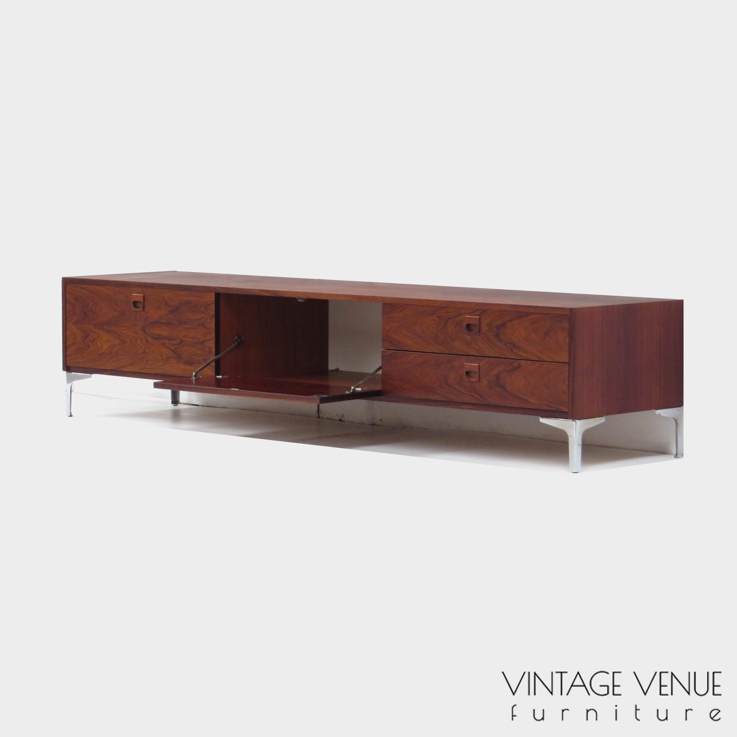Vintage mid century lowboard sideboard made of rosewood in the 1960s Vintage palissander tv dressoir uit de jaren 60