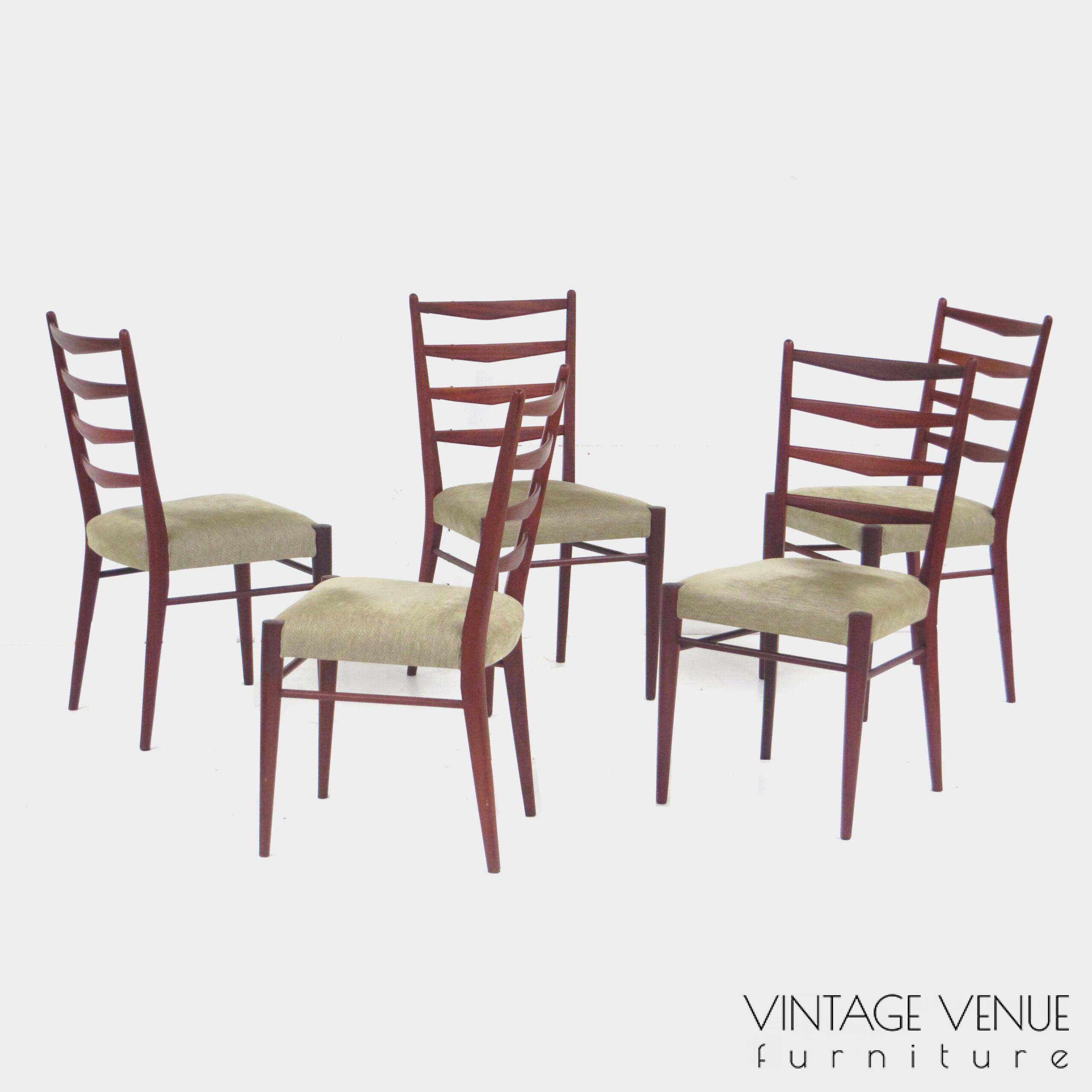 Set of 5 original mid century retro teak dining chairs, model ST09 designed by Cees Braakman for Pastoe, 1960s / 5x vintage retro chairs model ST09 design by Cees Braakman / Pastoe 1950s '60s '70s