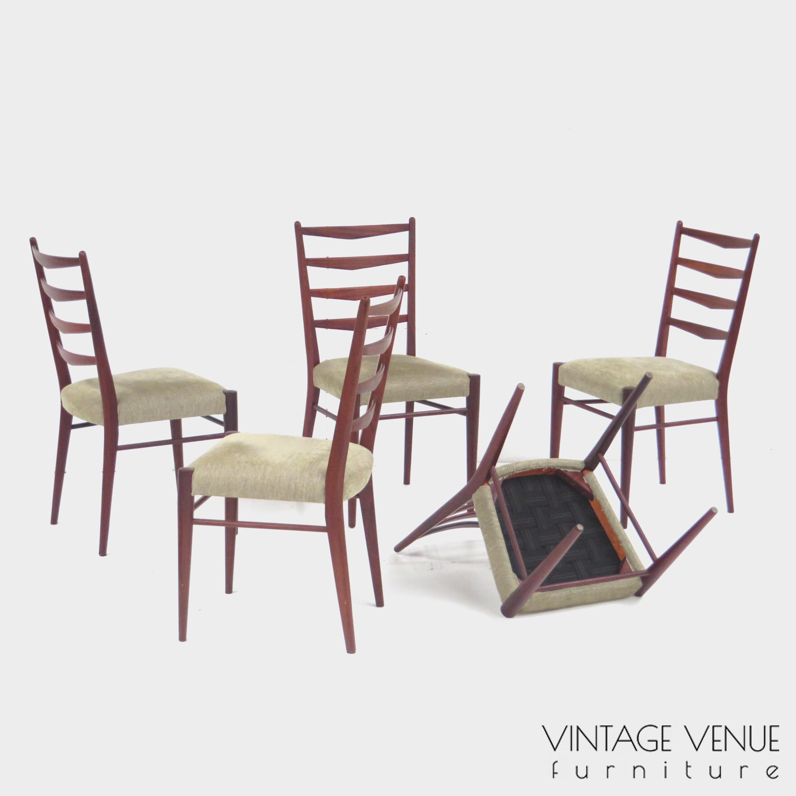 Set of 5 original mid century retro teak dining chairs, model ST09 designed by Cees Braakman for Pastoe, 1960s / 5x vintage retro chairs model ST09 design by Cees Braakman / Pastoe 1950s '60s '70s