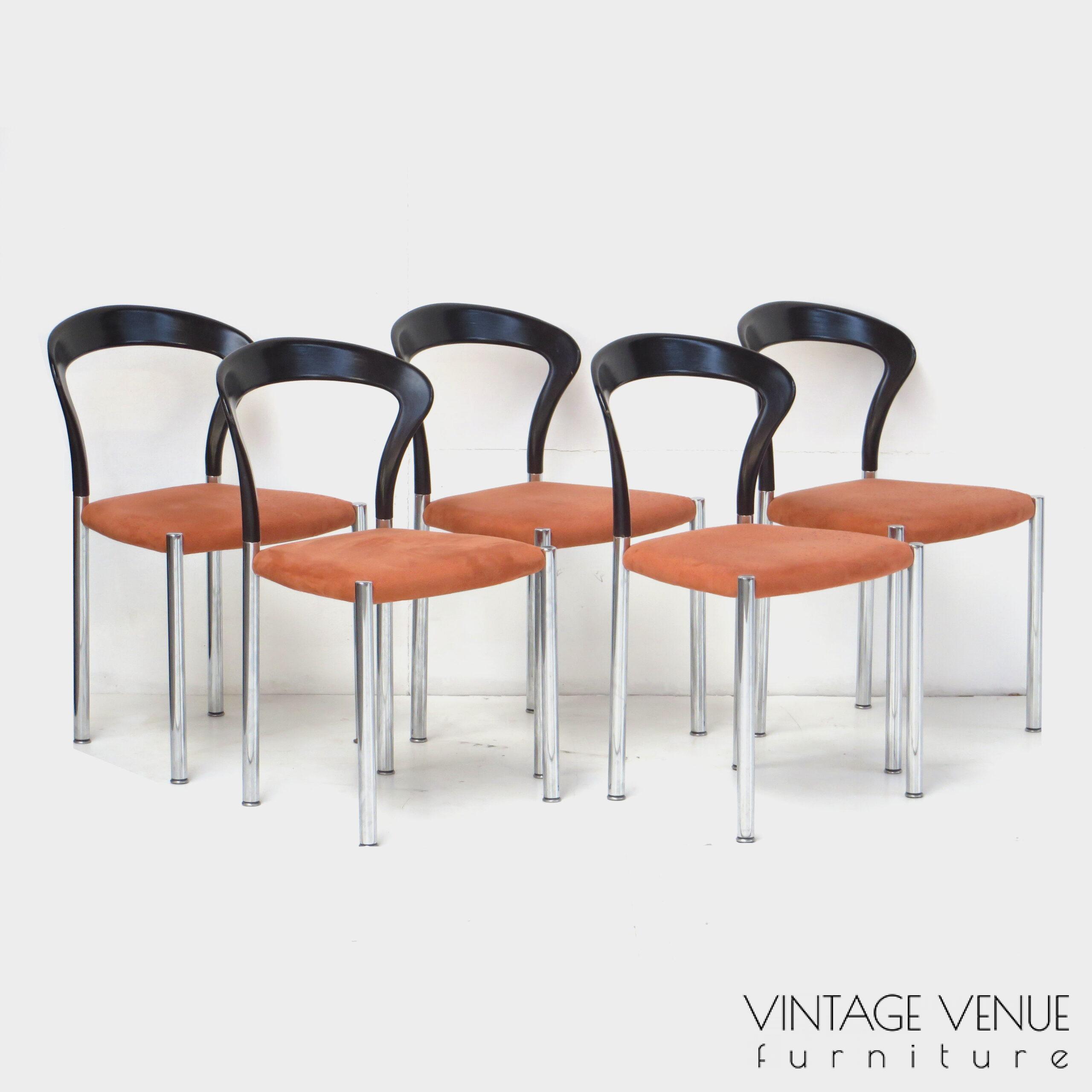 Set of 5 "Lotus" dining chairs designed by Hartmut Lohmeyer for Kusch & Co, 1970s / Vintage design eetkamerstoelen jaren 70