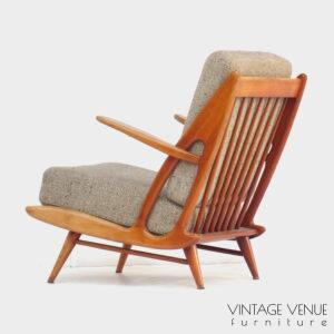 Vintage mid century modern lounge chair / arm chair made of fruit wood, design by B. Sprij Vlaardingen - Holland, 1950s