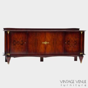Exclusive French Art Deco sideboard by Jules Leleu in rio rosewood and brass elements