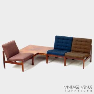 Vintage 3-zits palissander sofa elementenbank / bankstel, design bank van Ole Gjerløv Knudsen & Torben Lind for France and Son.