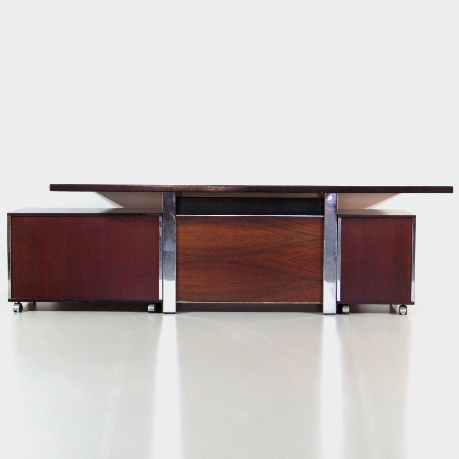 Photo of the back of the vintage rosewood executive desk